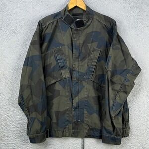G-Star Raw Men Military Jacket XL Green Navy Camo Sporty Slanted Pocket Full Zip